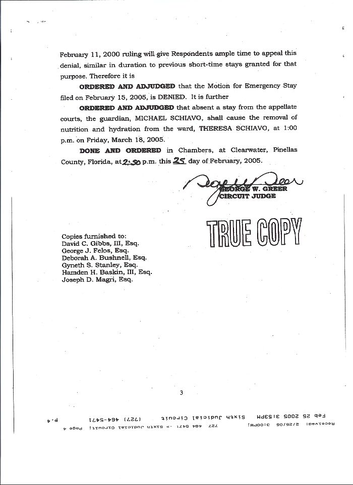 Feb. 25, 2005 order to remove nutrition and hydration pg 3