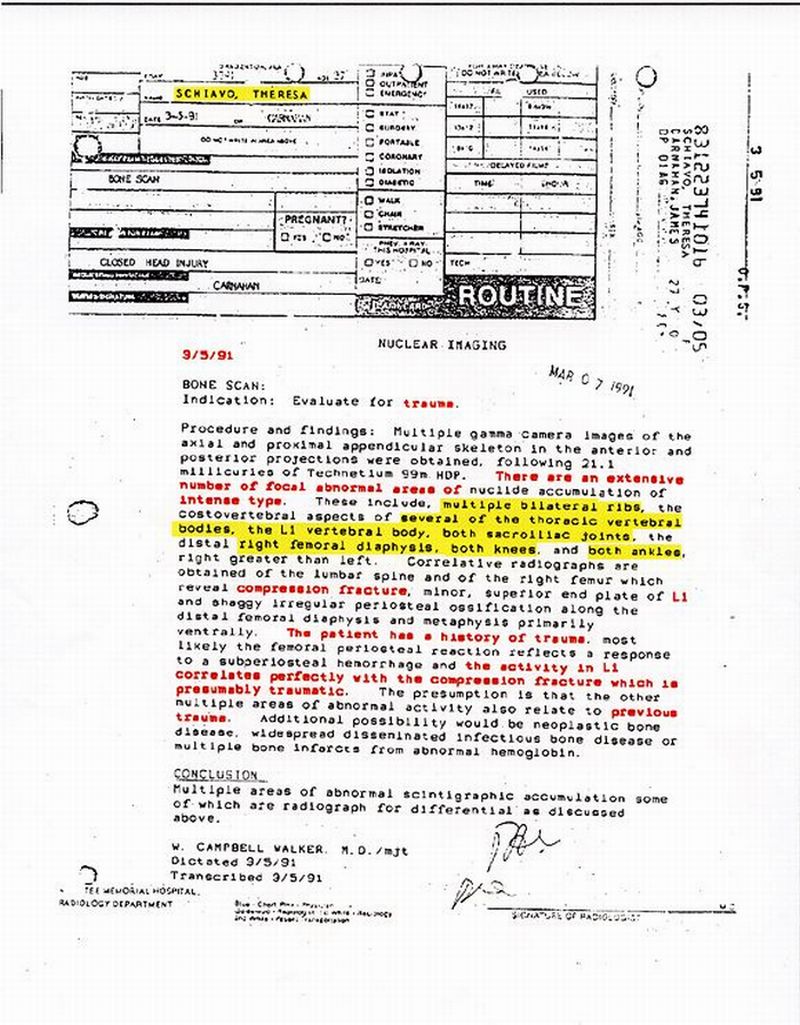 Terri Schiavo's 1991 bone scan